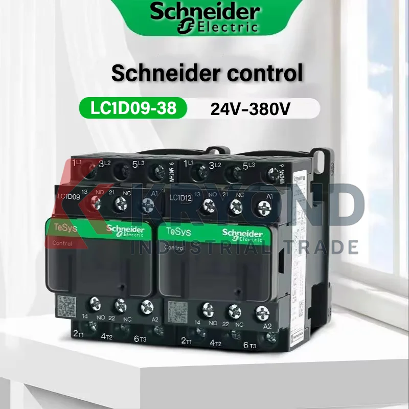 Schneider LC1D09 12 18 25 32 38 AC Contactor 3 Pole 9–38A Coil 24V–380V for Motor Control and Industrial Automation Equipment