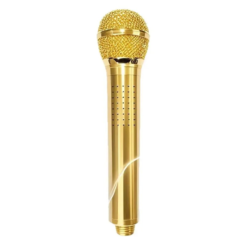 Creative Gold Microphone Shower Head Space Aluminum High Pressure Handheld Showerhead Bathroom Rainfall Spray Nozzle-AA26
