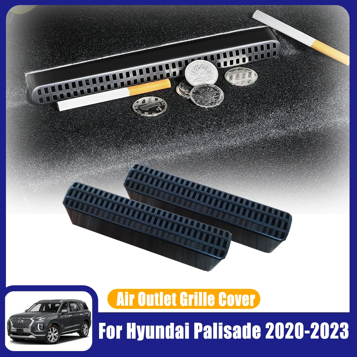 For Hyundai Palisade LX2 2020-2023 2021 2022 Car Accessories Under-Seat Air Vent Outlet Covers  Protectors Anti Debris Dust Mesh