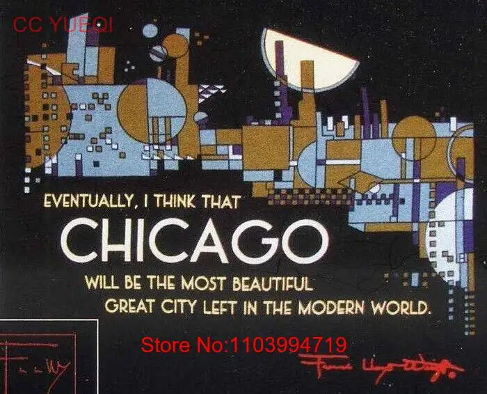 Frank Lloyd Wright Chicago NEW adult t-shirt XX, XL, L, M LIberty Graphics tee