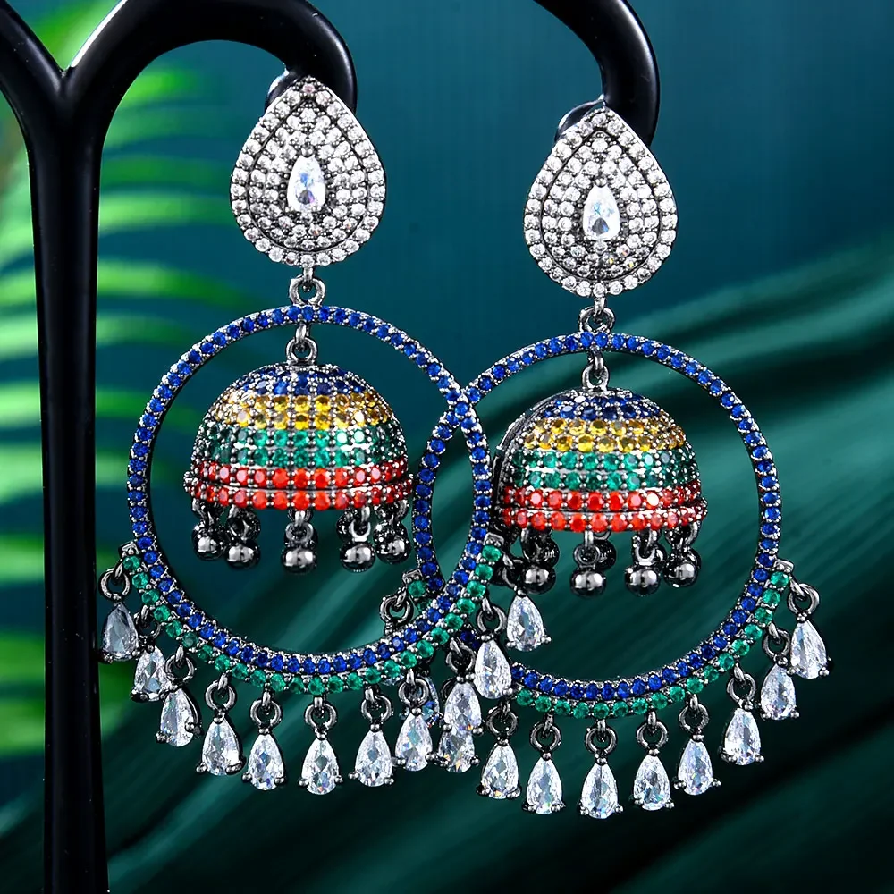 

Soramoore Original Round Luxury Pendant Earrings For Women Lady Bridal Wedding Party Dubai Shiny Earrings Jewelry Daily Party