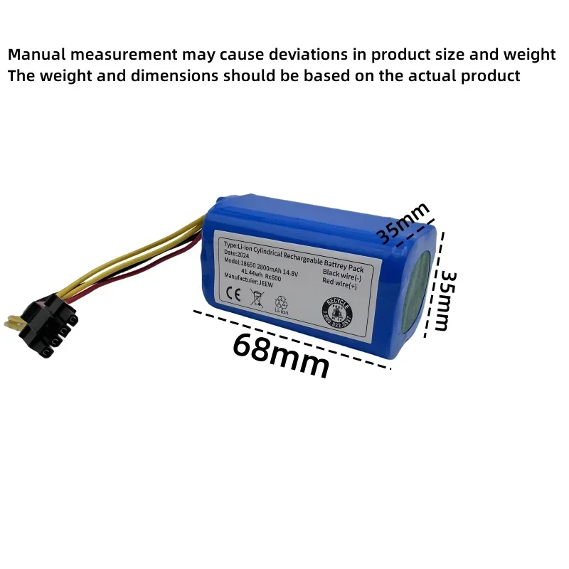 18650 akumulator 14.4V 6800mAh akumulator litowo-jonowy, nadaje się do Xiaomi G1 Mi Essential MJSTG1 robot odkurzacz, pack 4s1p