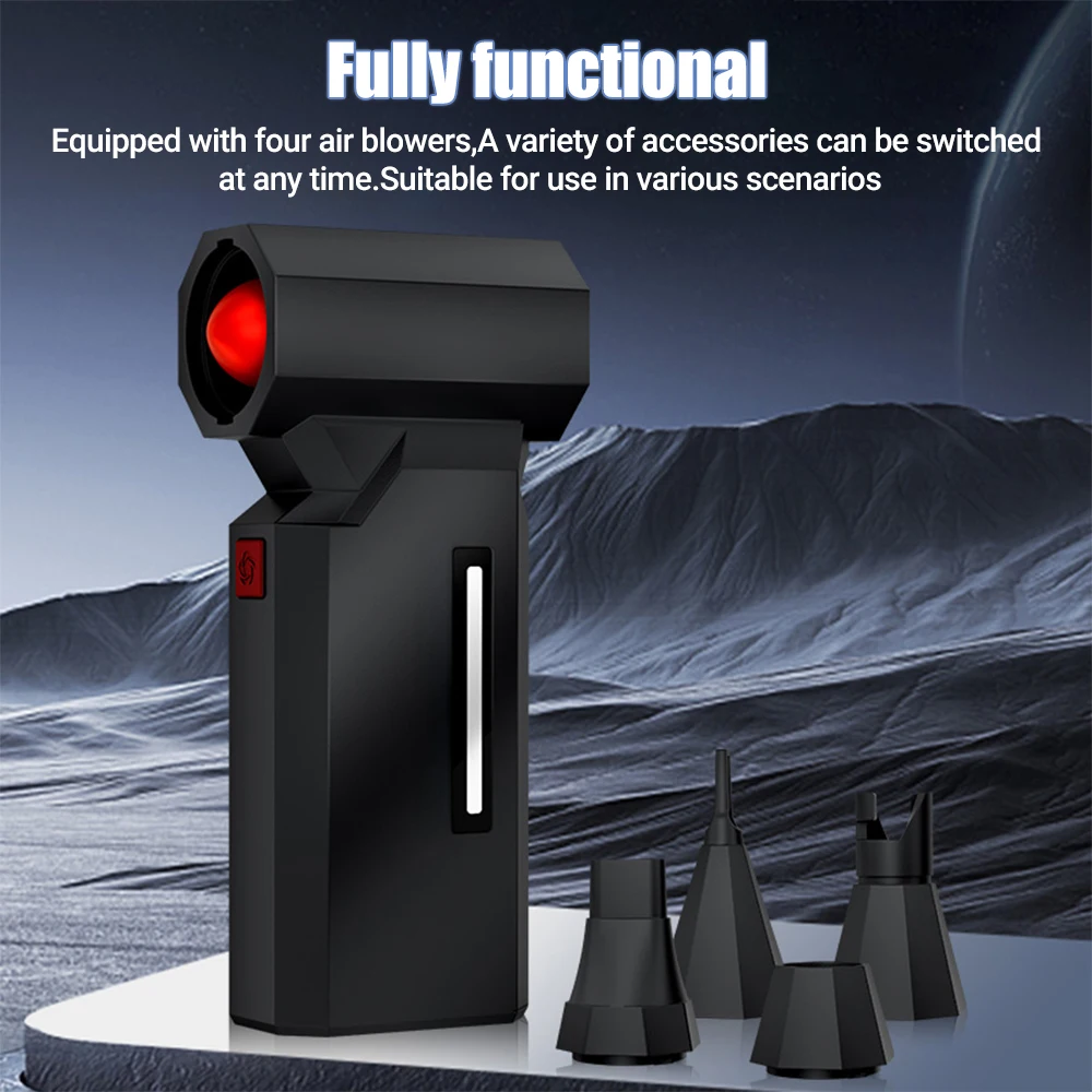 منفاخ هواء قوي 990000 دورة في الدقيقة، 4 سرعات، مروحة توربو عالية الطاقة بدون فرش، منفضة هواء كهربائية لاسلكية لتنظيف لوحة المفاتيح