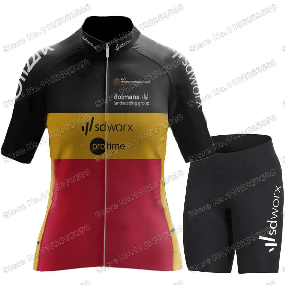 2023 Women Belgium Champion Team SD Worx Cycling Jersey Set Lotte Kopecky Cycling Clothing Road Bike Shirts Suit Bicycle Pants