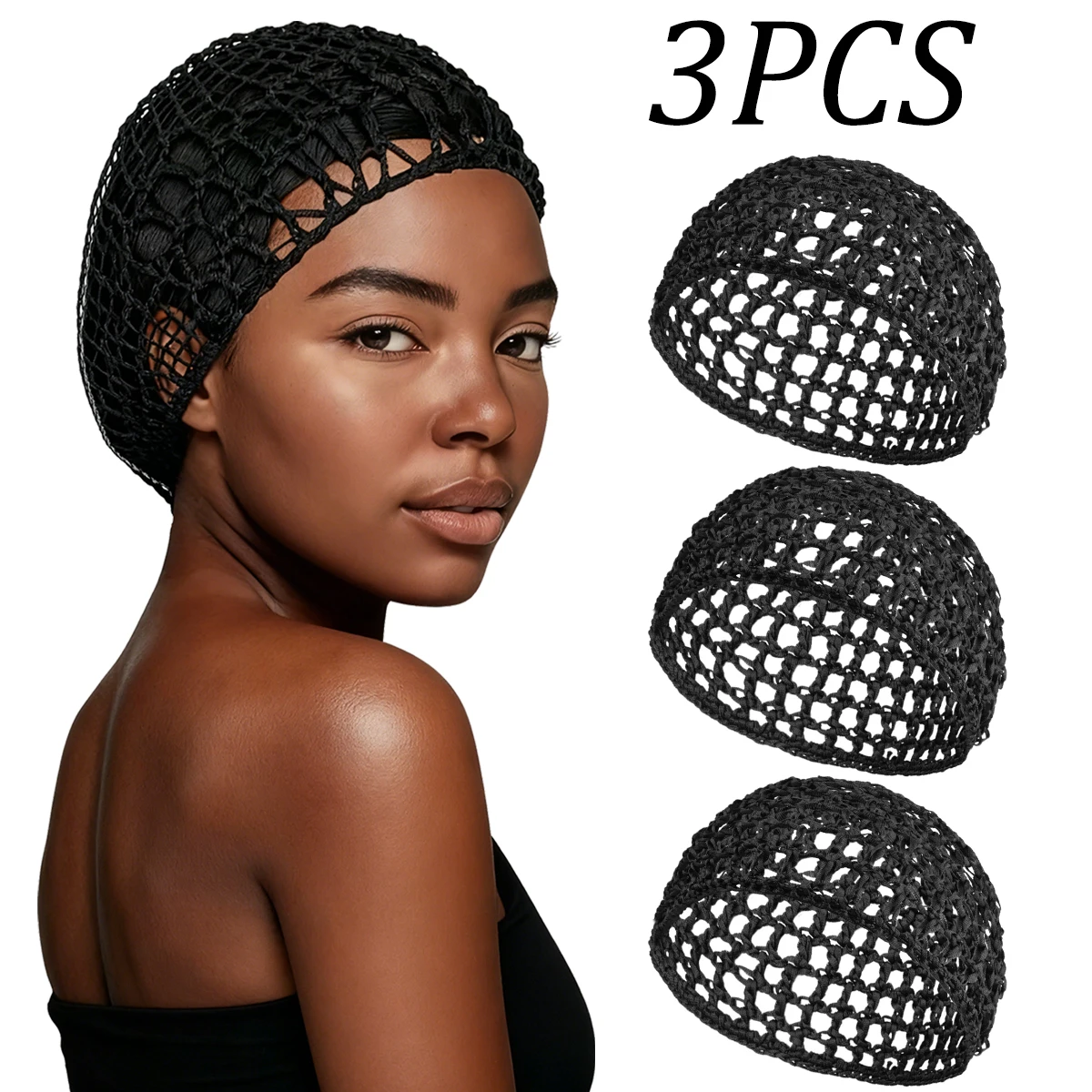 

Набор из 3 штук: сетка для волос ручной работы, защитная сетка для волос, мешочек для волос