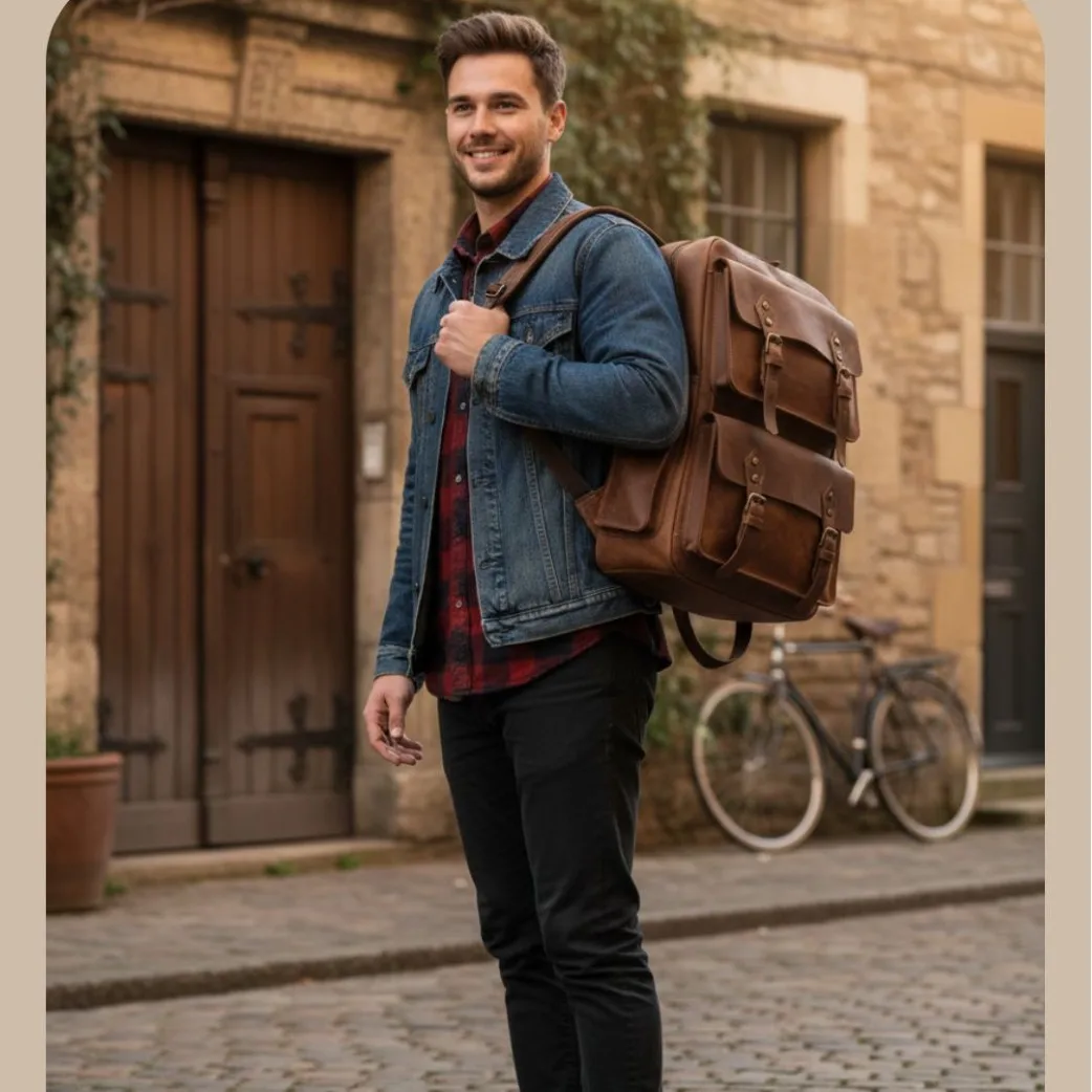 Bolso de viaje de cuero genuino informal para hombre con capa superior Vintage, mochila para ordenador portátil de negocios de gran capacidad, bolsos para adolescentes, Sac A Dos
