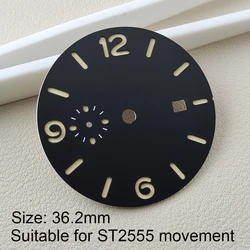 44mm Men's Watch Fashionable 36.2MM Watch Dial Modification Green Luminous Dial Customization Logo Suitable for ST2555 movement