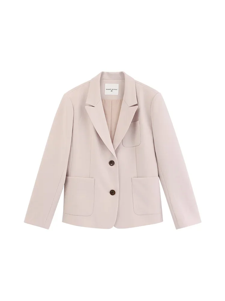 Korean Vintage Pink Blazer for Women Notched Lapel Casual Suit Jacket Soft Shoulder Padded Outerwear Elegant Fall Office Wear