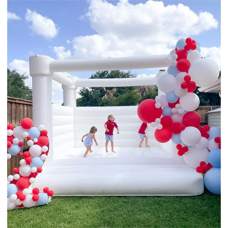 Hot Sale White Inflatable Bounce House 4X4X3.5M Bring Sample Custom Color 0.55mm PVC Material Easy Set Up With Hair