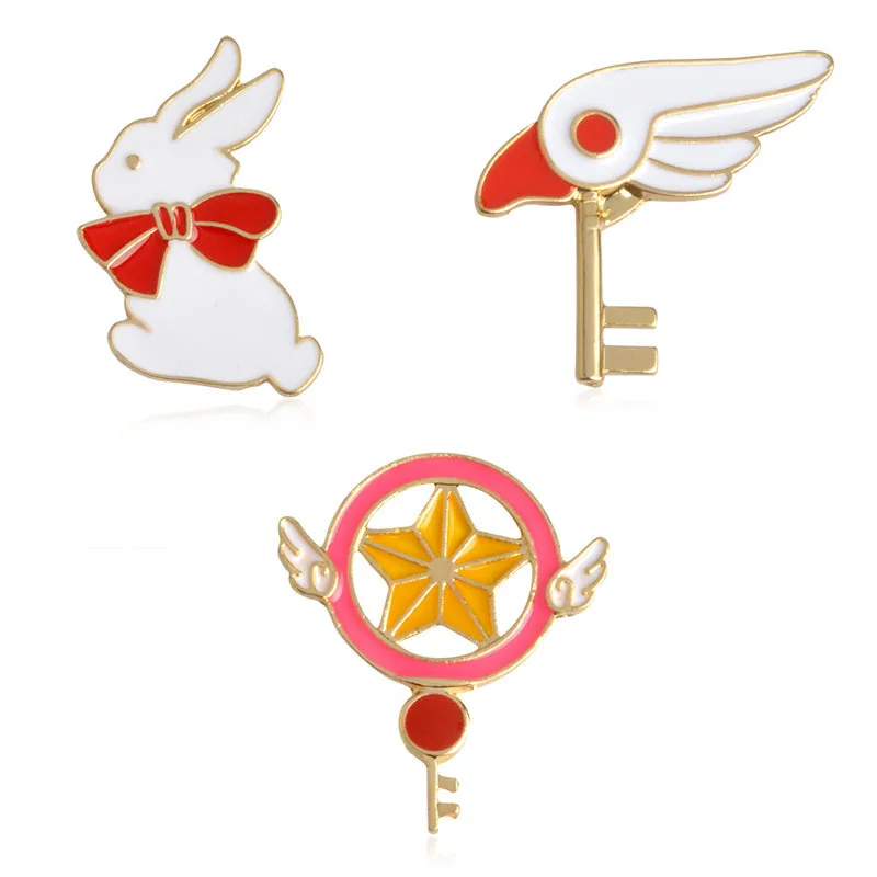 Japanese Cartoon Anime Brooch KINOMOTO SAKURA CERBERUS Star Staff Rabbit Firebird Badge Cosplay Costumes DIY Props Gift Friend