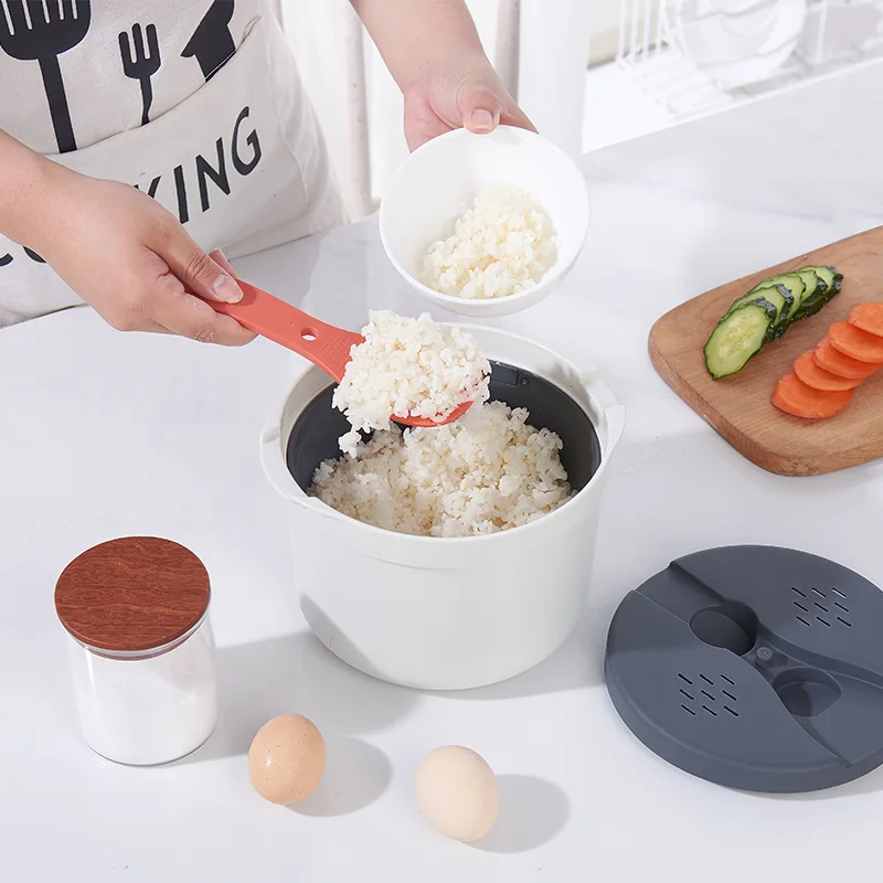 HTMCK Microwave Oven Rice Cooker Portable Food Container Multifunction Steamer Rice Cooker Bento Lunch Box Steaming Utensils - view 4