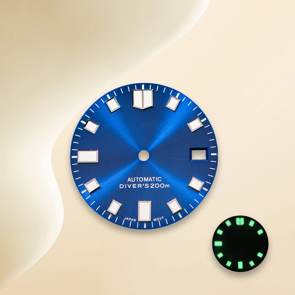 Cadran de plongée avec Logo S NH35, 28.5mm, motif solaire, pour mouvement NH35/NH36/4R/7S C3, accessoires de Modification de montre lumineux vert