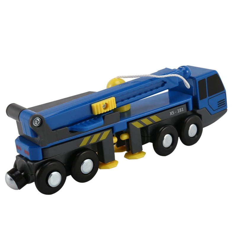 2x trem conjunto de brinquedos acessórios mini guindaste caminhão brinquedo vheicles crianças brinquedo compatível com trilhos de madeira ferroviária