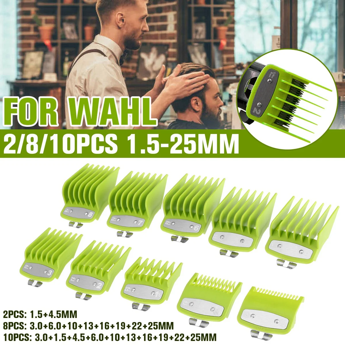 

2/8/10Pcs 1.5-25mm Hair Clipper Limit Comb Guide Attachment Replacement for WAHL Hair Clipper