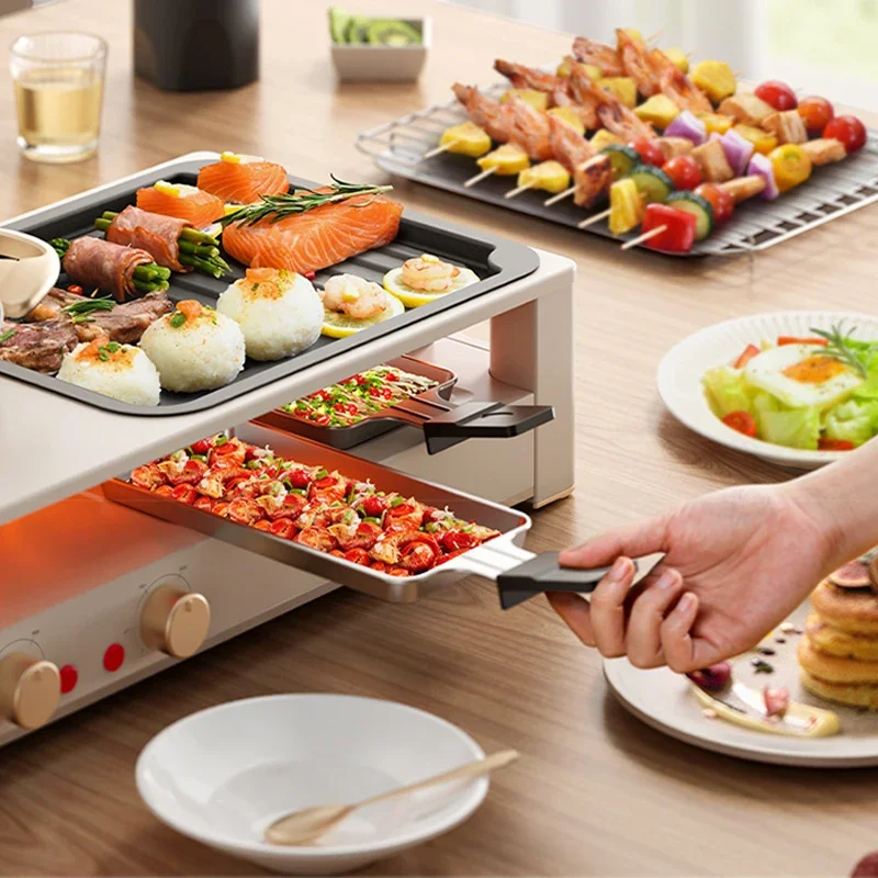 Olla de barbacoa coreana para el hogar, olla todo en uno, máquina de barbacoa multifunción, asados instantáneos, placa para hornear sin humo