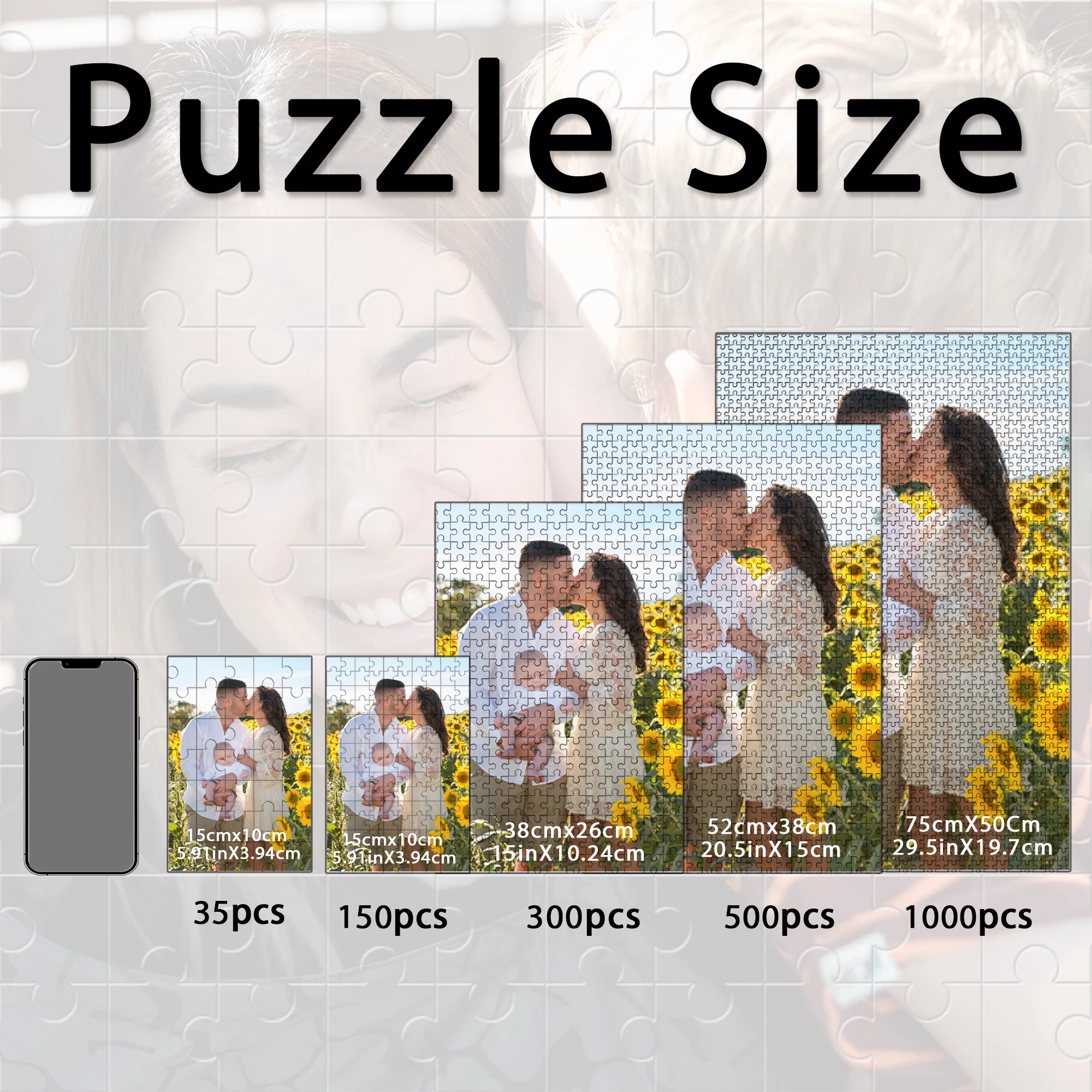 35/150/300/500/1000 elementów ładne puzzle z motywem słonecznika dla par, personalizowane z własnym zdjęciem, puzzle antystresowe, puzzle na zamówienie ze zdjęciami, mozaika