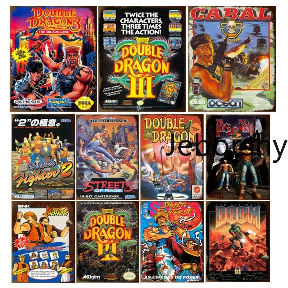 Cartoon Anime Double Dragon Metal Aluminum Sign - Vintage Movie Poster Decor, Garage Aluminum Board Art, Wall Painting Plate