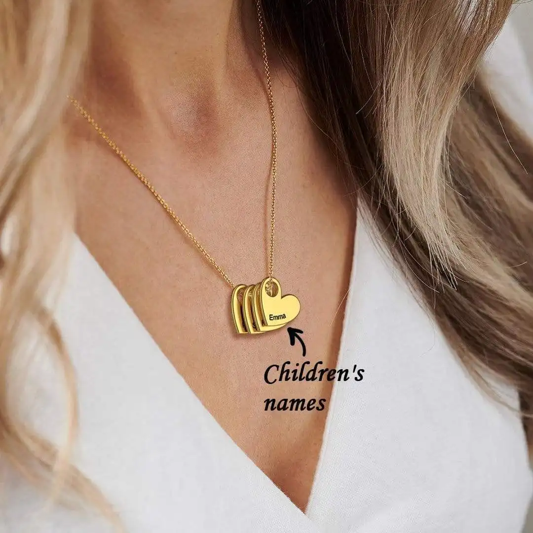 

Personalized Name Engraving Love Heart Pendant Necklace for Mom Family Jewelry Mother's Day gift