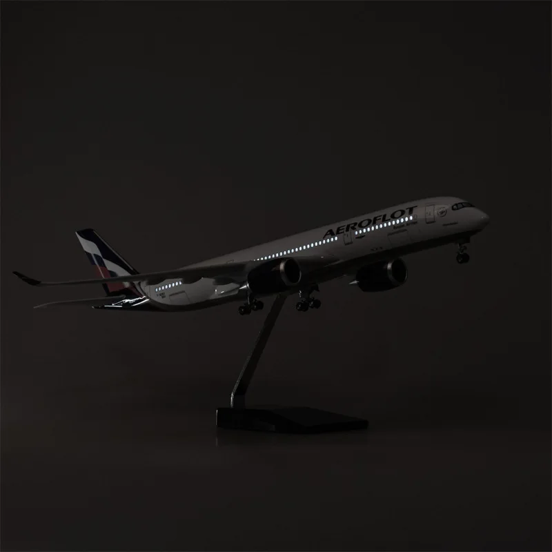 With Wheels And Lights, Aeroflot Airbus A350 Simulation Civil Aviation Aircraft Model Display Gift Collection