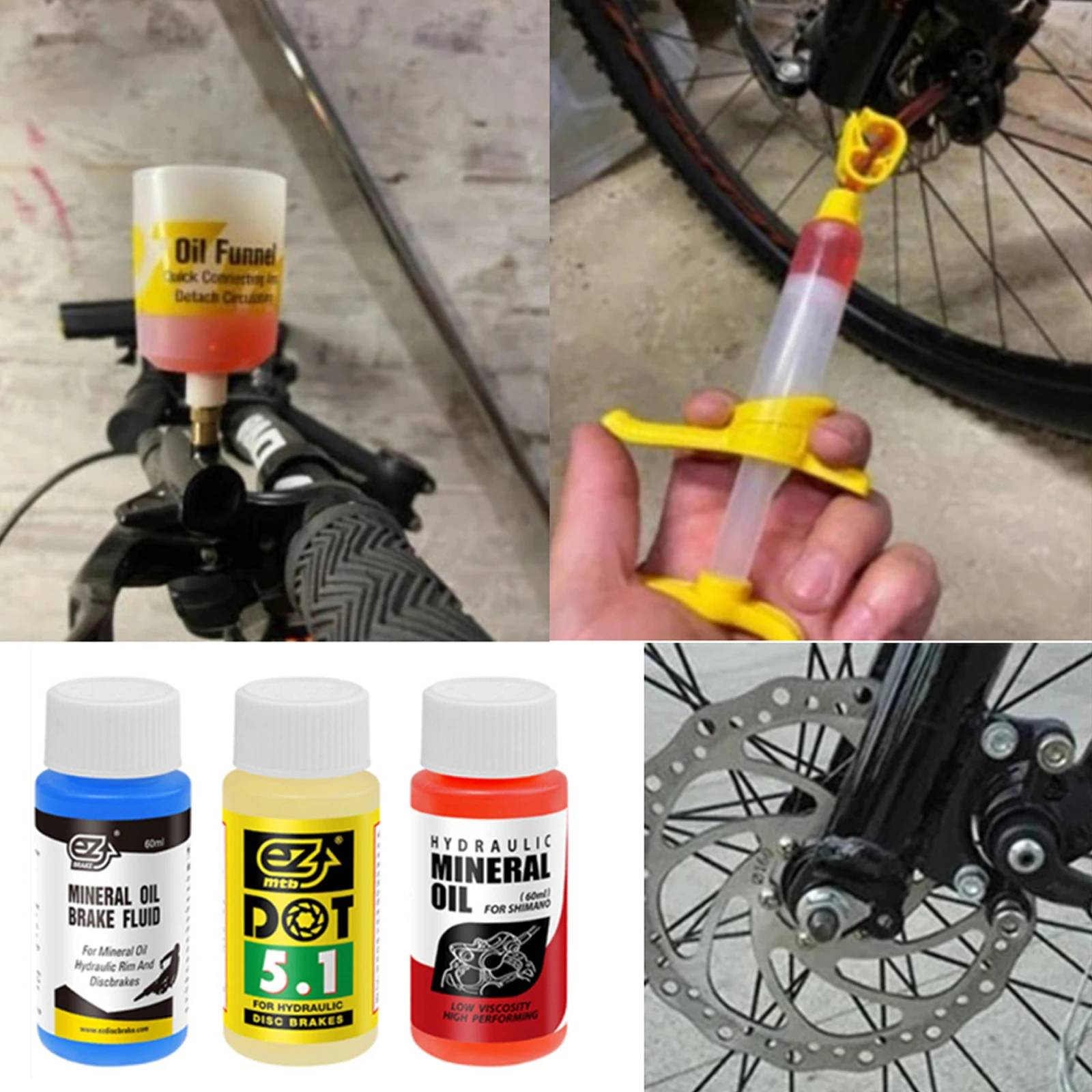 Bicycle Brake Mineral-Oil Bikes Hydraulic Disc Brake Oil Bleed Kit Mineral-Oil Mountain Road Bike Brake Repair Tool 3 Options