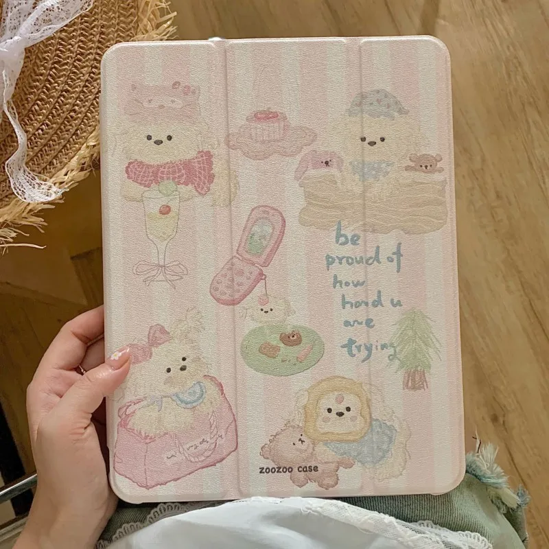 

Lovely Cartoon Pattern Tablet Cover for iPad Air 3 Air(2019) 10.5 Pro 10.5 Air 4/5 10.9 10th Gen 10.9in 11th A16 11in Stand Case