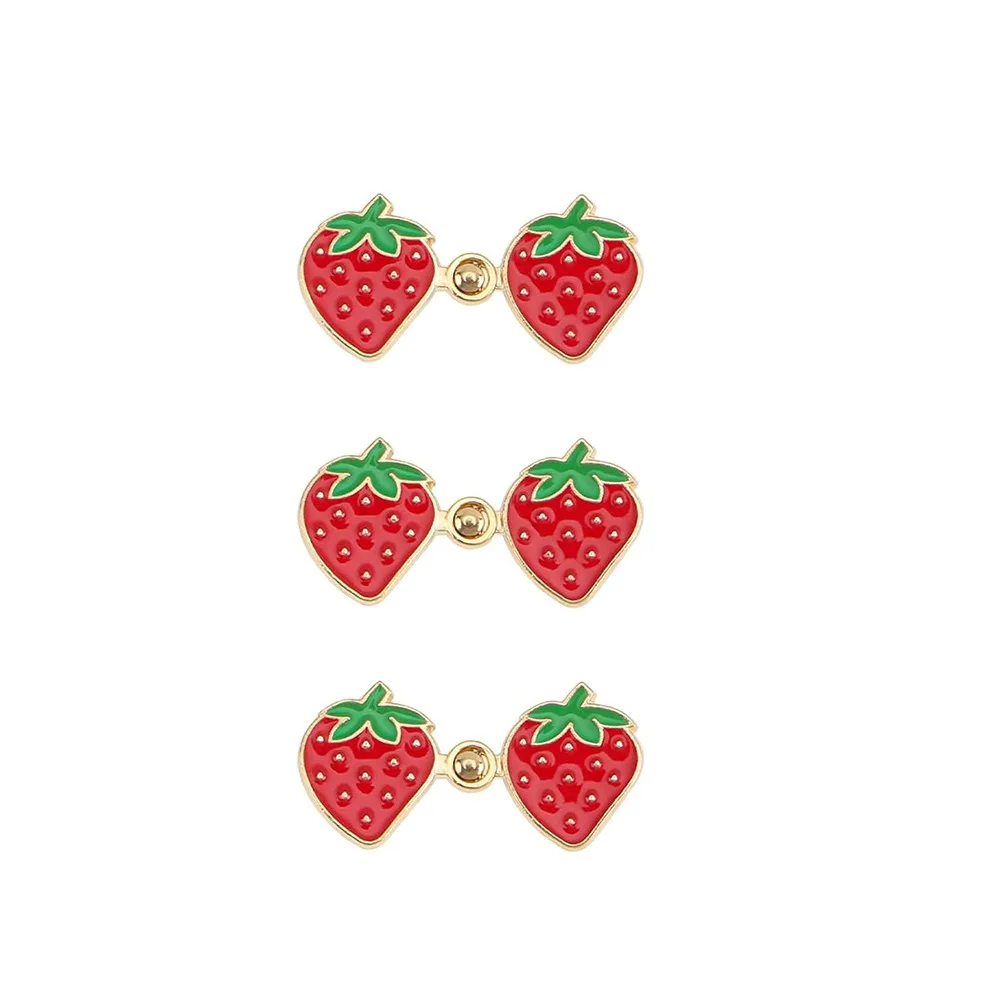 3Pairs Portable Replacement Jeans Buttons Reusable Repair Kit Waist Adjust Button Strawberry/Frog/Mushroom Pants Pins Jeans