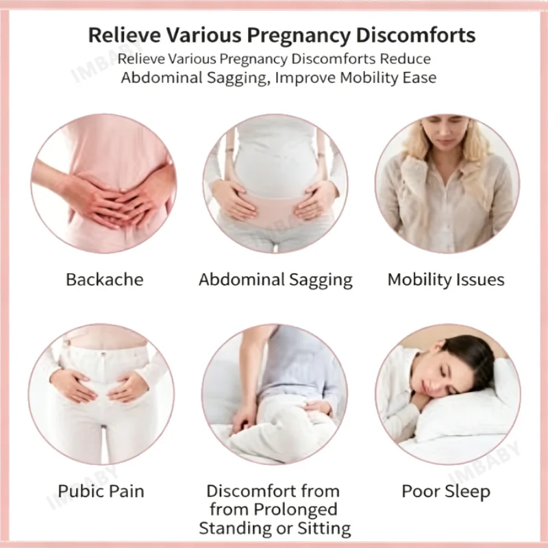 Faja de Soporte Abdominal Ajustable para Maternidad, Soporte Lumbar Transpirable en Forma de U, Banda Abdominal con Correa para Hombro para el Segundo Trimestre del Embarazo