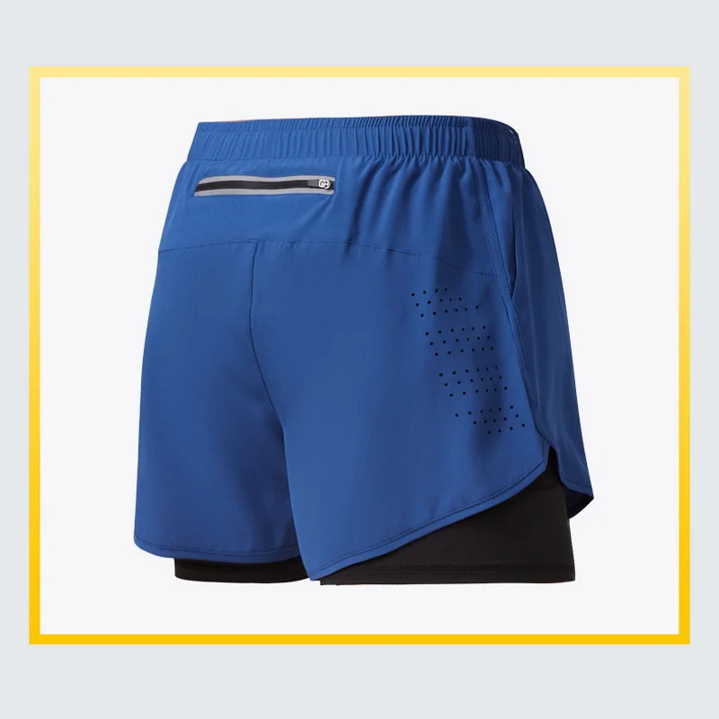 

Мужские легкоатлетические брюки для бега марафона, свободные трехточечные брюки, быстросохнущие двухслойные шорты для фитнеса с внутренней подкладкой