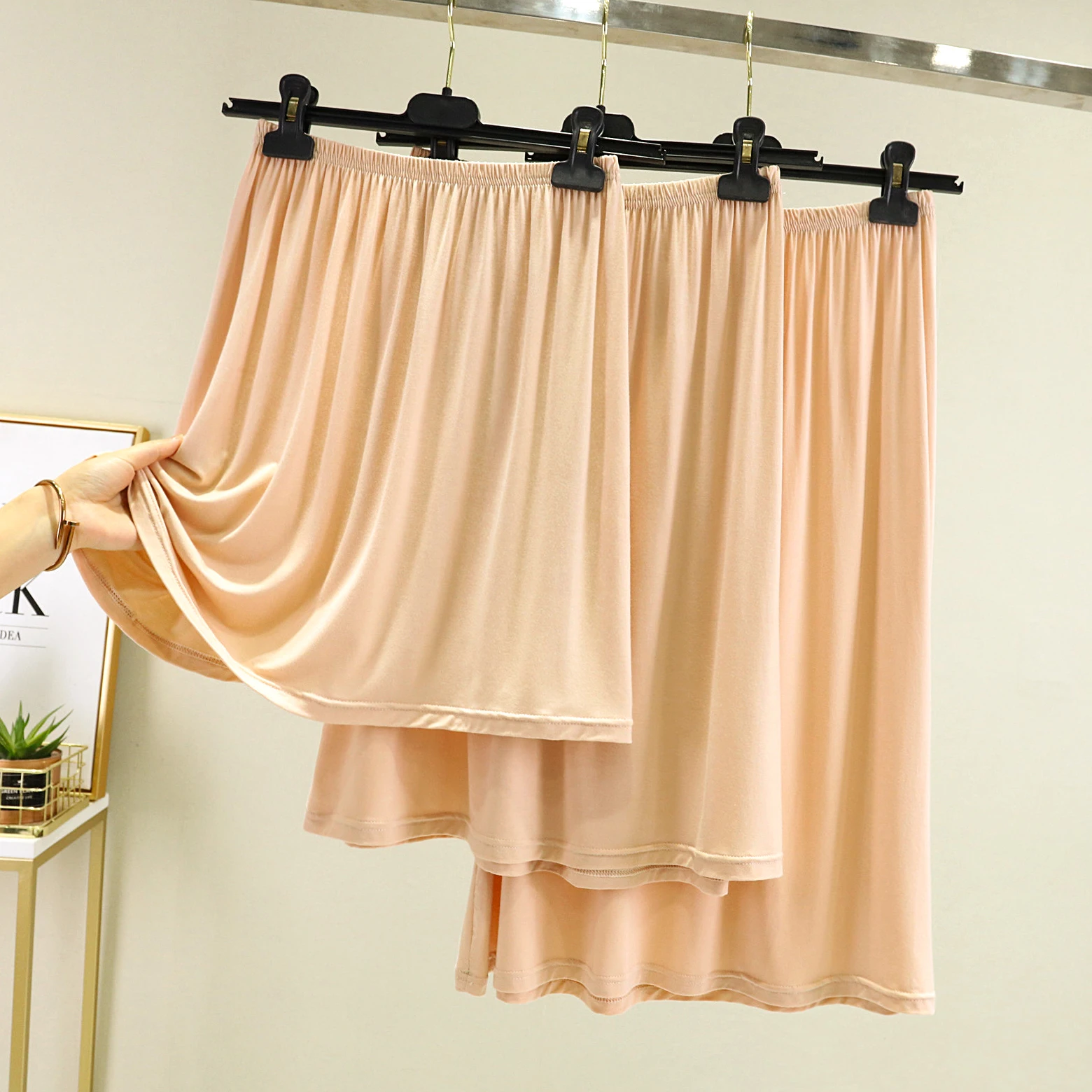 Modal Half Skirt Women's Spring Summer Thin Pure Color Inner Dress Short Skirt Inner Protection against Light Safety Skirt