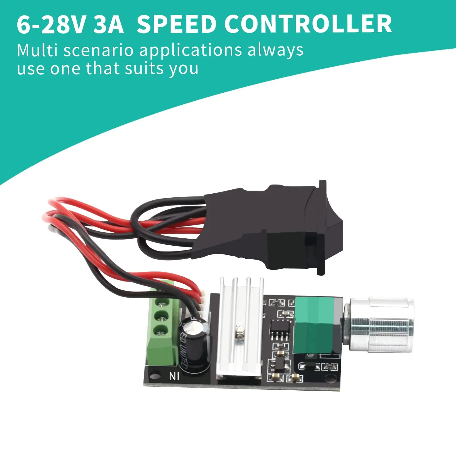 6V 12V 24V 28V 3A 80W DC Motor Speed Controller (PWM) Speed Adjustable Reversible Switch 1203BB DC Motor Driver Reversing