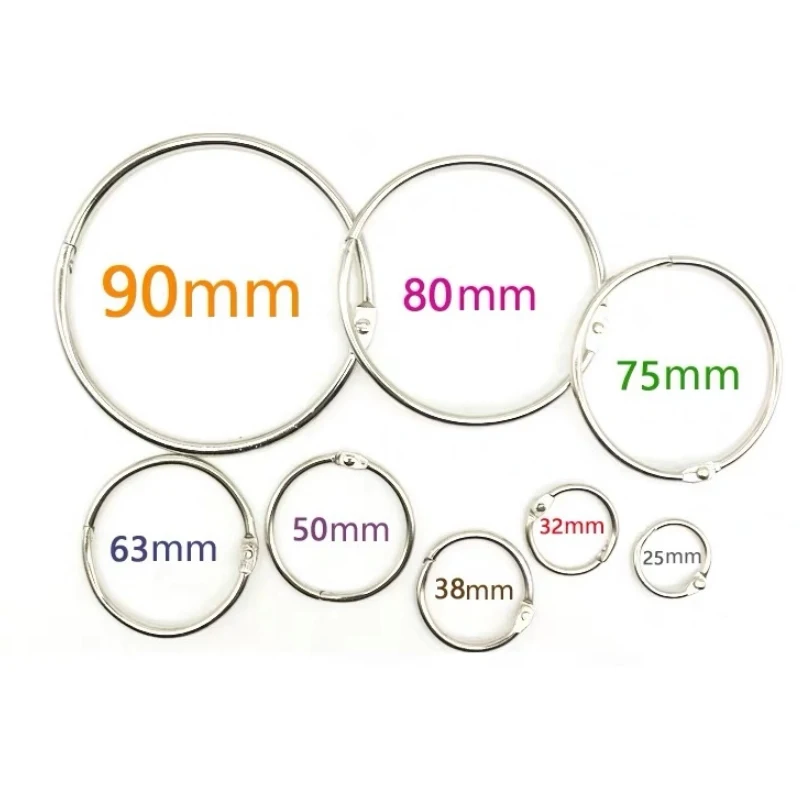 ID15,20,25,32,40,50,63,75mm Metal Ring Binder DIY Photo Albums Loose-leaf Book Hoops Buckle Snap Opening Office Binding Supplie