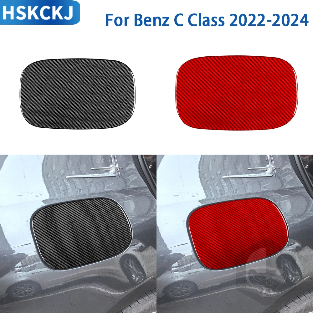 

For Mercedes Benz C Class 2022-2024 Accessories Real Soft Carbon Fiber Fuel Tank Cover Trim Sticker