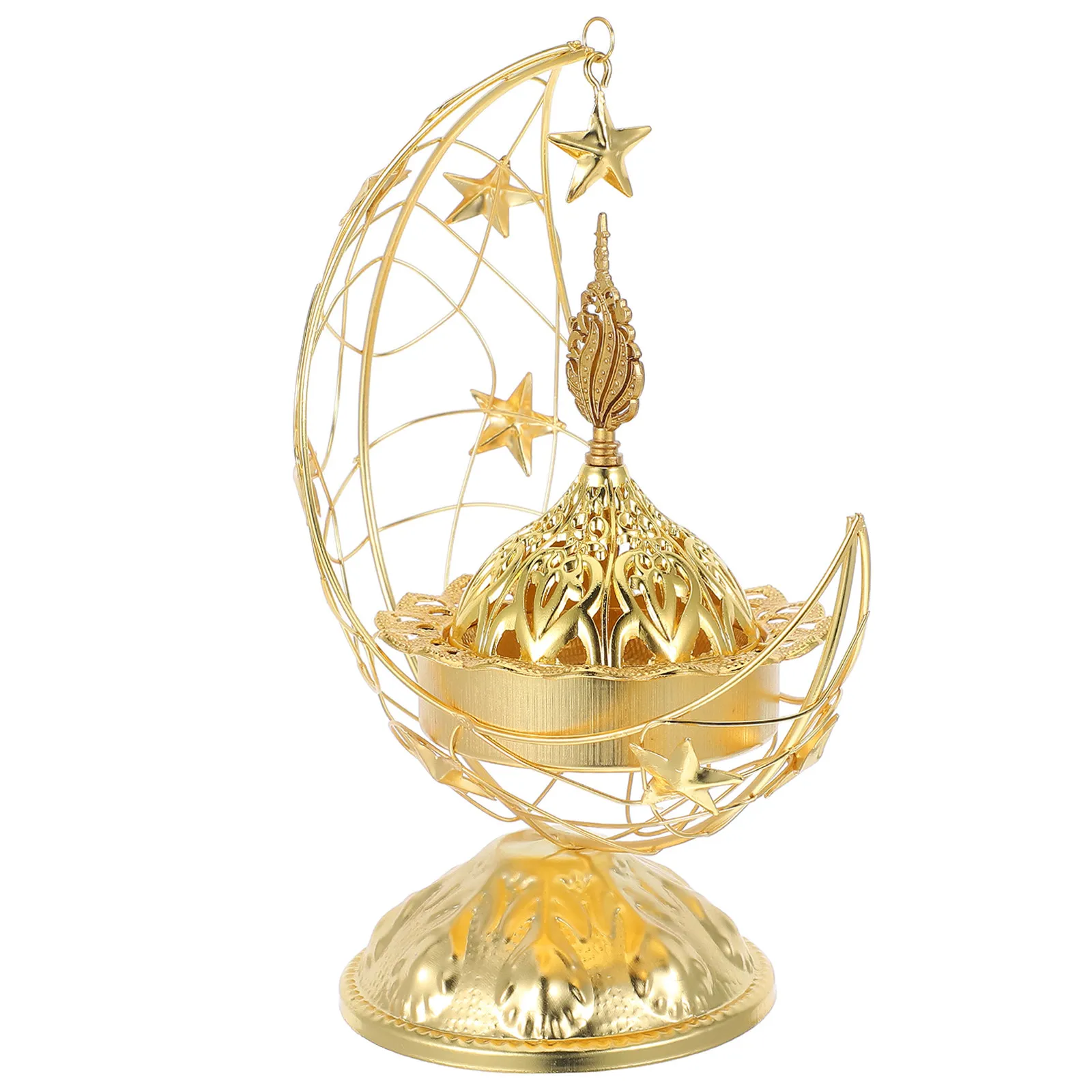 Handcrafted Iron Moon Incense Burner Middle Eastern Desktop Censer for Calming Atmosphere Ramadan Eid Mubarak Table Decor