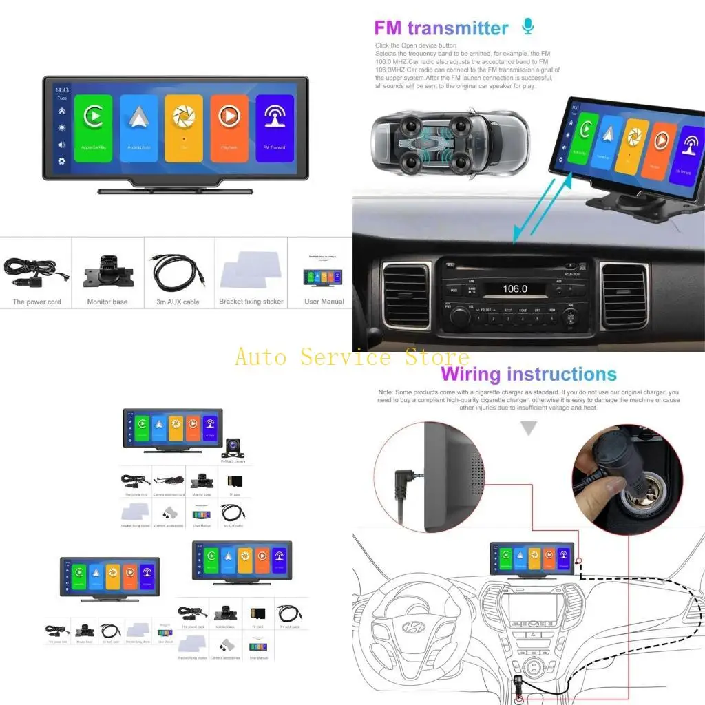 462A Wireless Carplay Auto Smart-Monitor With Voice Control FM-Transmitter Bluetooth-compatible Mirrorlink Multimedia Player