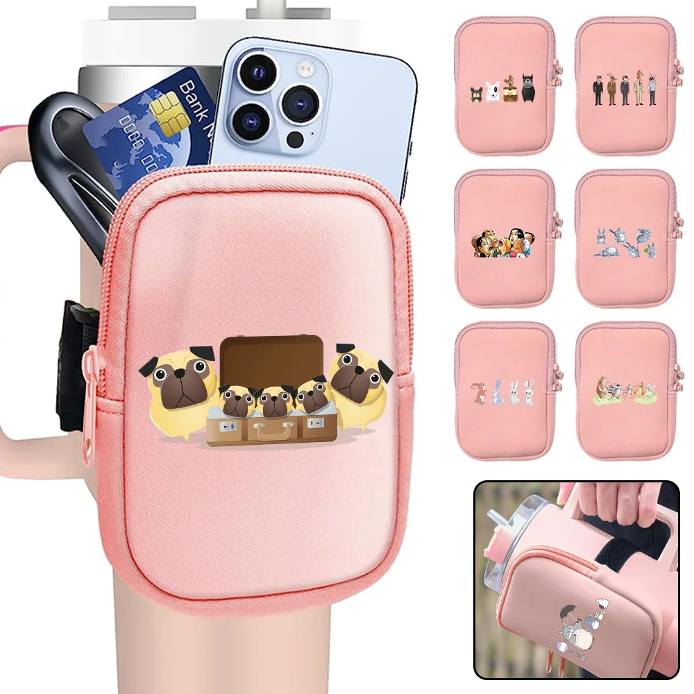 Outdoor Sports Water Bottle Cup Bags New Unisex Handheld Water Bottle Bag Zipper Small Item Storage Bag Cartoon Pattern Series
