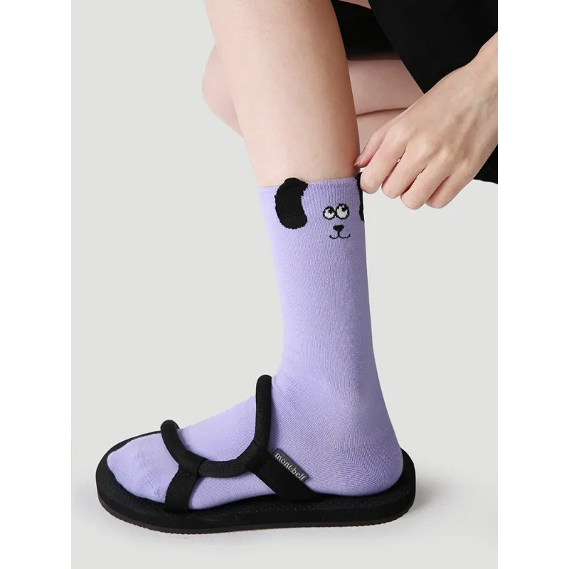 【5 Pairs】Medium Tube Socks Women's Spring and Summer Three-dimensional Animal Pattern Solid Color Cartoon Combed Cotton