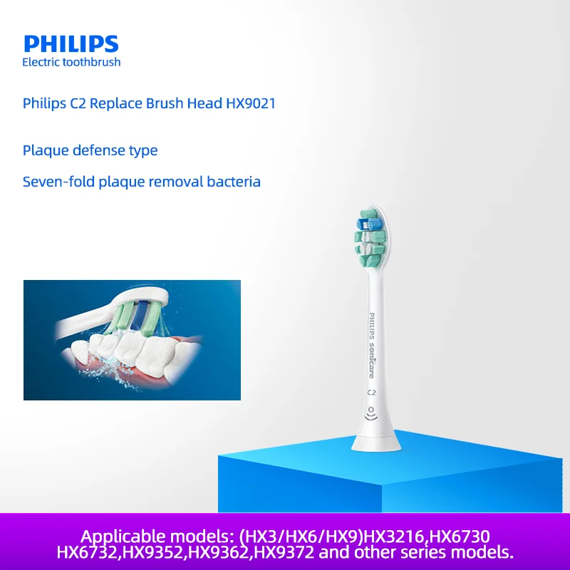 Philips Sonicare Replacement Brush head C2 Optimal, HX902X, White , for Sonicare Toothbrush