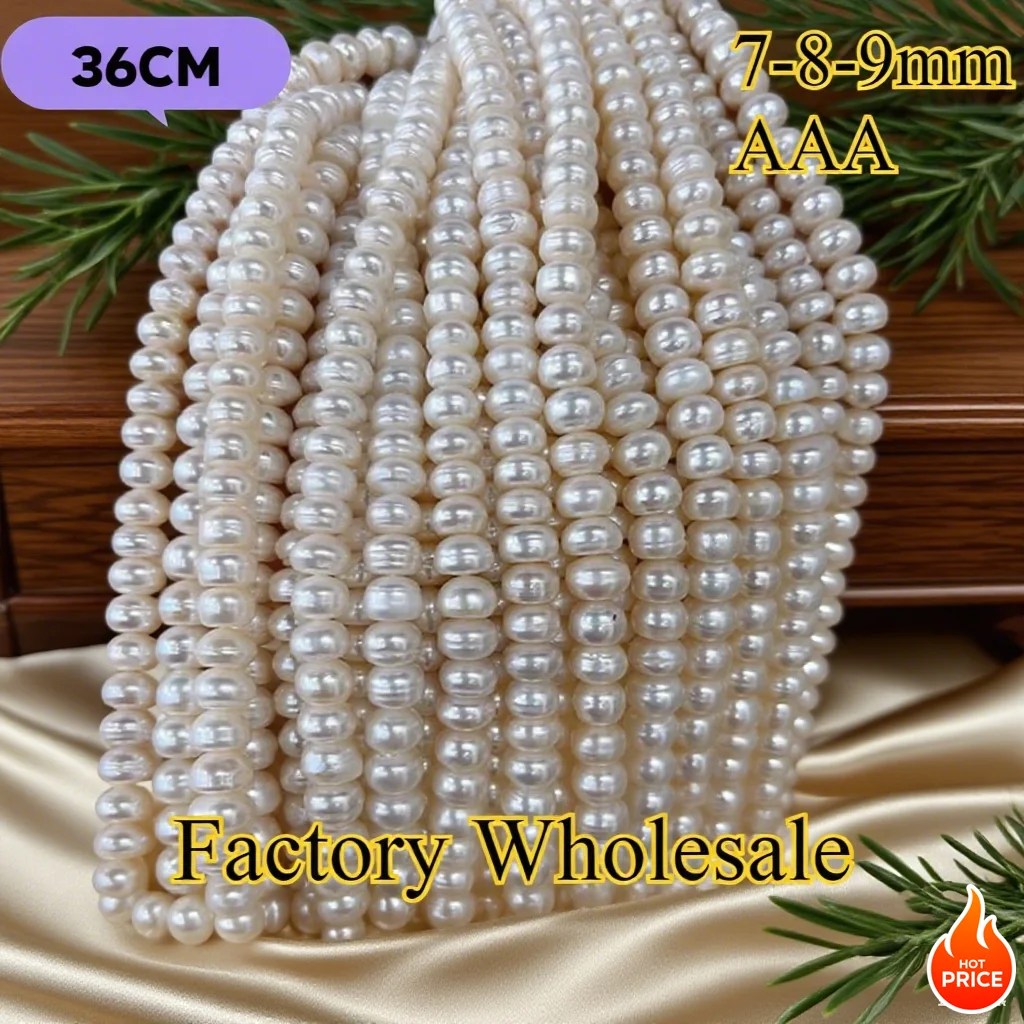 

7-8-9mmAAA White Flat Fine Natural Freshwater Pearl Isolated Loose Bead Jewelry MakeDIY Necklace Bracelet Accessories Women Gift