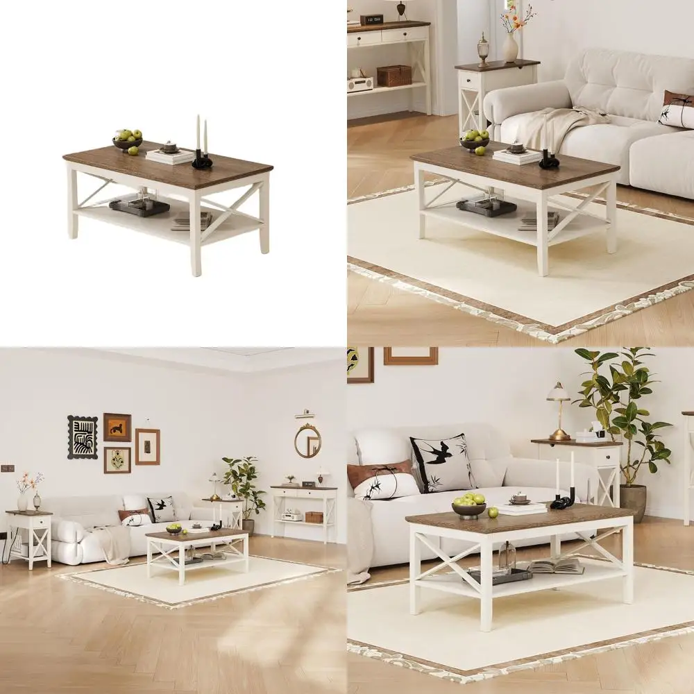 

Деревянный журнальный столик в деревенском стиле с прочными ножками и местом для хранения в гостиной