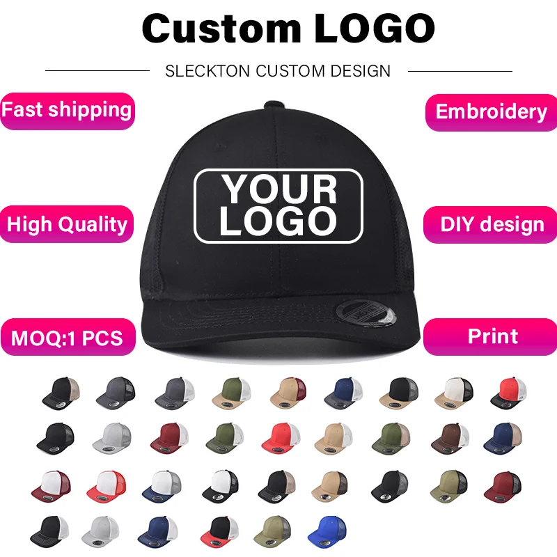 

SLECKTON Custom LOGO Baseball Cap for Men DIY Design Picture Print Hat Embroidery Mesh Cap Sun Hats Cotton Hat Wholesale Unisex