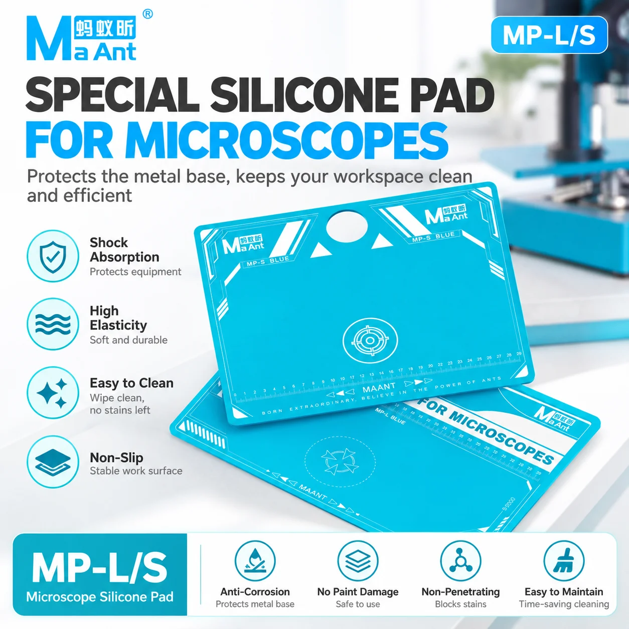 MaAnt MP-L/S Silicone Pad for Microscopes—Heat-Insulating Shock-Absorbing Easy To Clean Silicone Pad for Microscope Repair Tools