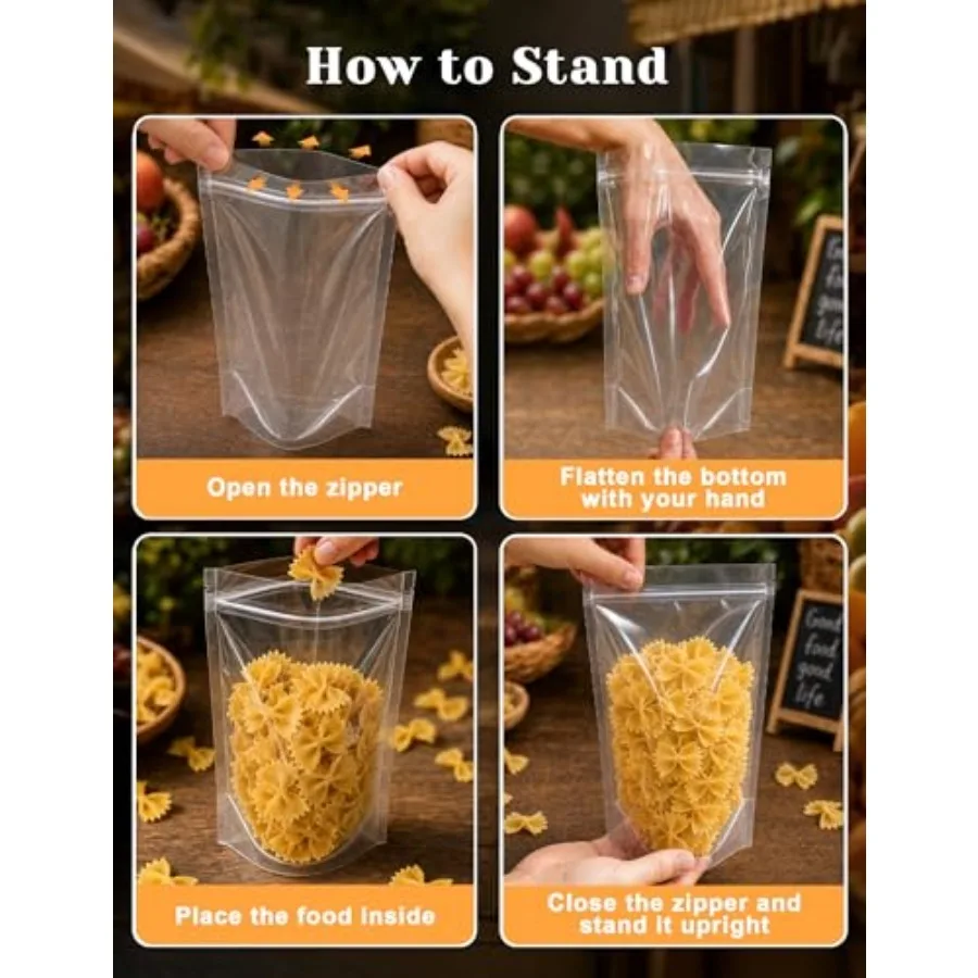 00 Pcs Resealable Bags, Outer Size 3.9" x 5.9" Inner Size 3.5" x 4" Clear Stand Up Zipper Bags for Packaging Products, Herbs, S view 6