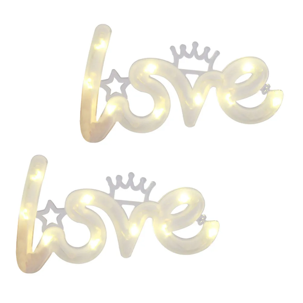 

2 Pcs Sign Marquee Letter Wall Decor Romantic Room Decorations Home Girl Led The Pet Lamp