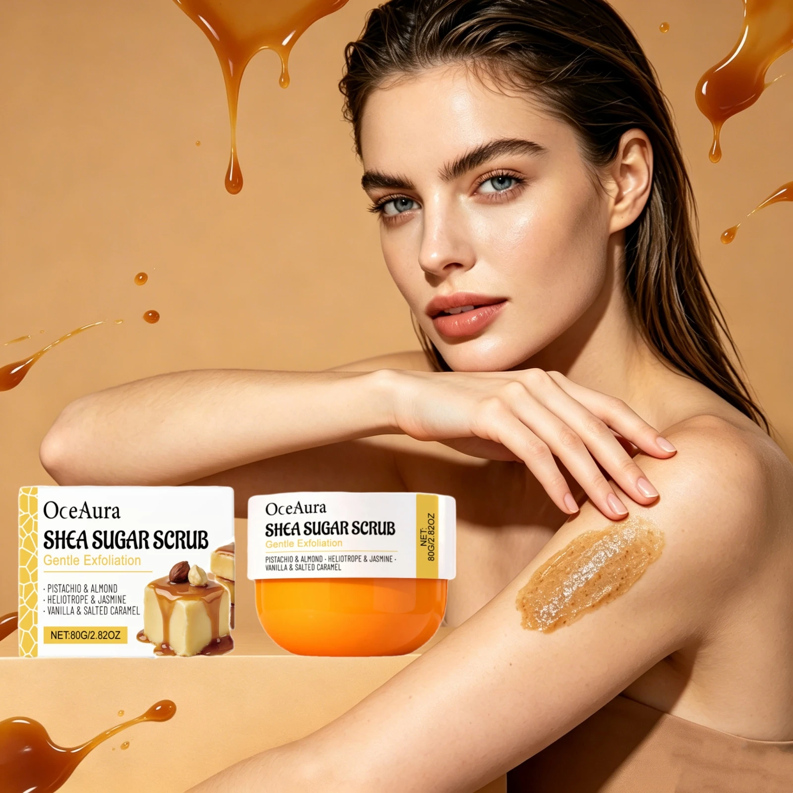 

Hydrating Body Scrub Caramel Shea Sugar Scent Deep Exfoliation Remove Dead Skin Brightening Dull Skin Smoothing Bath Body Scrub