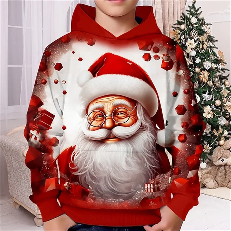 

Funny 3D Santa Claus Xmas Printing Hoodies Father Christmas Graphic Pullovers Kid Fashion Cute Sweatshirts Winter Hoodie Clothes