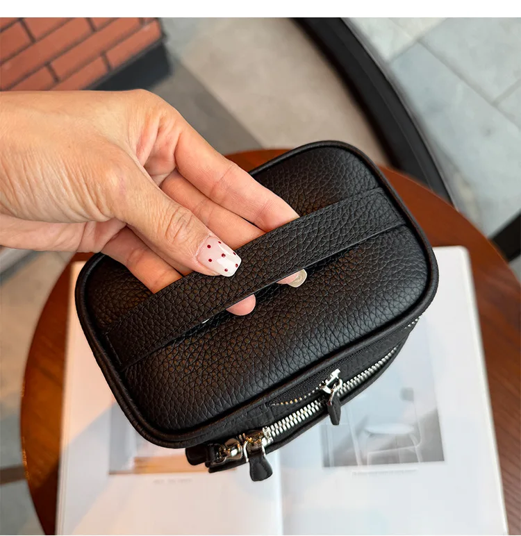 Echtes Leder Unisex Hängende Kosmetiktasche Reise Große Kapazität Multifunktionale Premium Toilettenartikel-Aufbewahrungstasche Tragbar – Detail 17