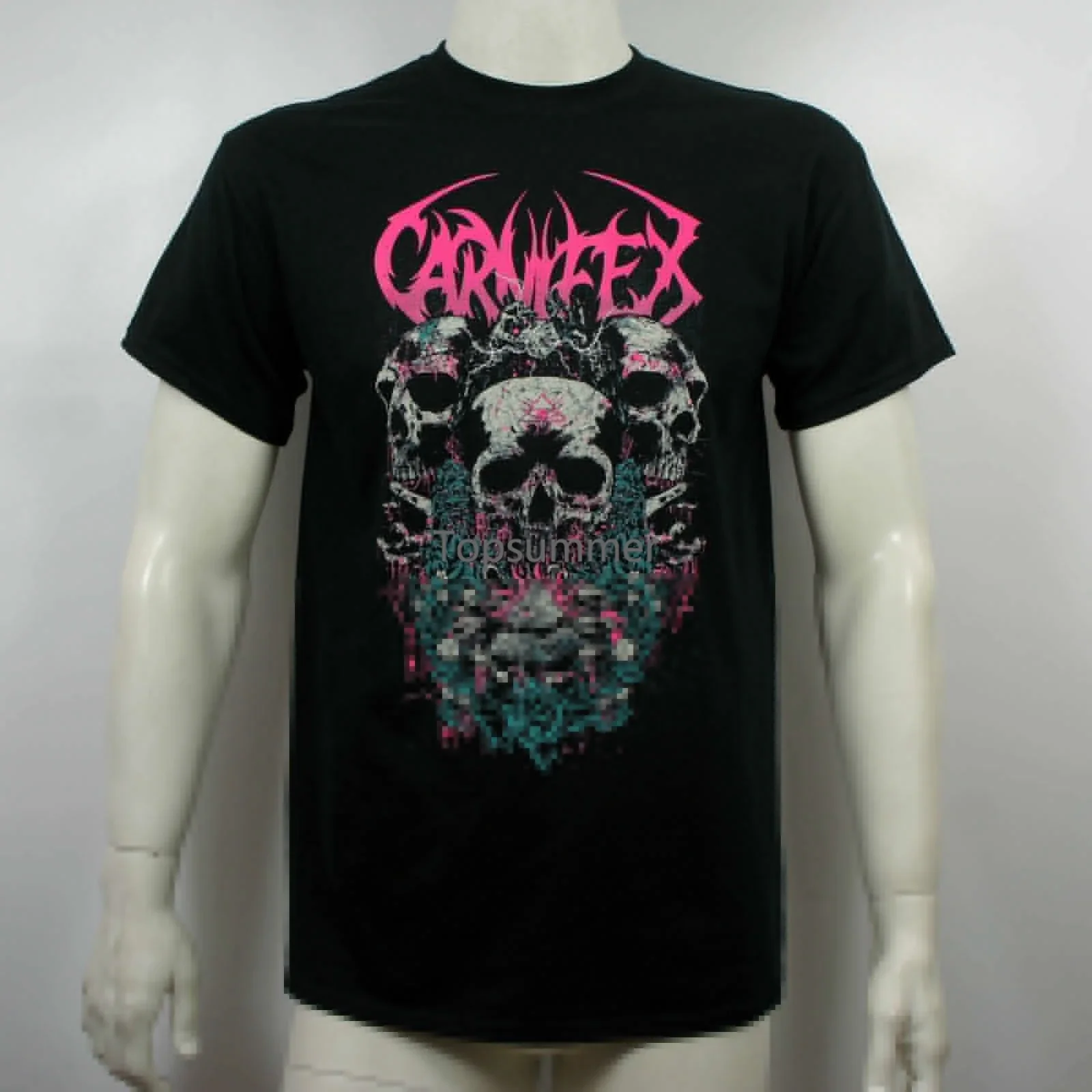 

Authentic Carnifex Band All Seeing Eye Triple Skulls T-Shirt New Short Sleeves Cotton Fashion T Shirts