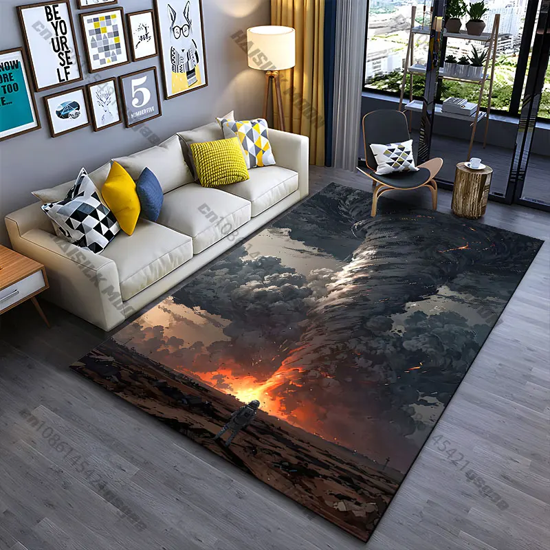 

Destruction chaos flames and storm carpet Yoga living room room decor children's crawling mat doormat area rug games mat