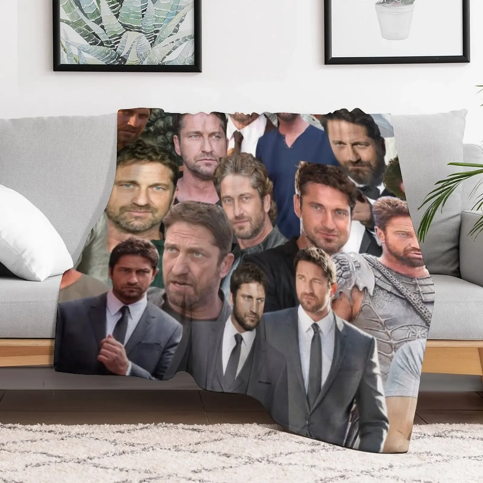 gerard butler photo collage Throw Blanket Bed bed plaid For Decorative Sofa Custom Blankets