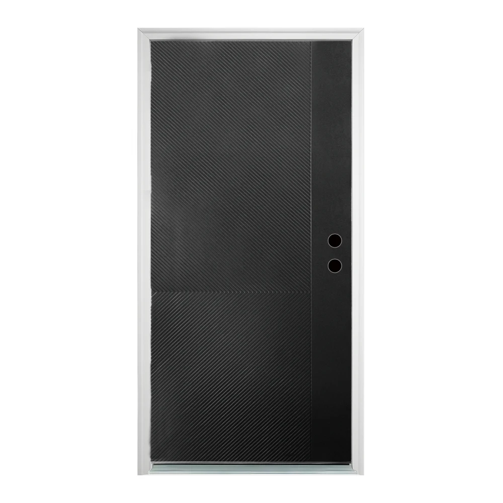 

36 x 80 Antique Black Finished Fiberglass Entry Door Left Hand Inswing Fiberglass Door With White 4-9/16 Vinyl Frame